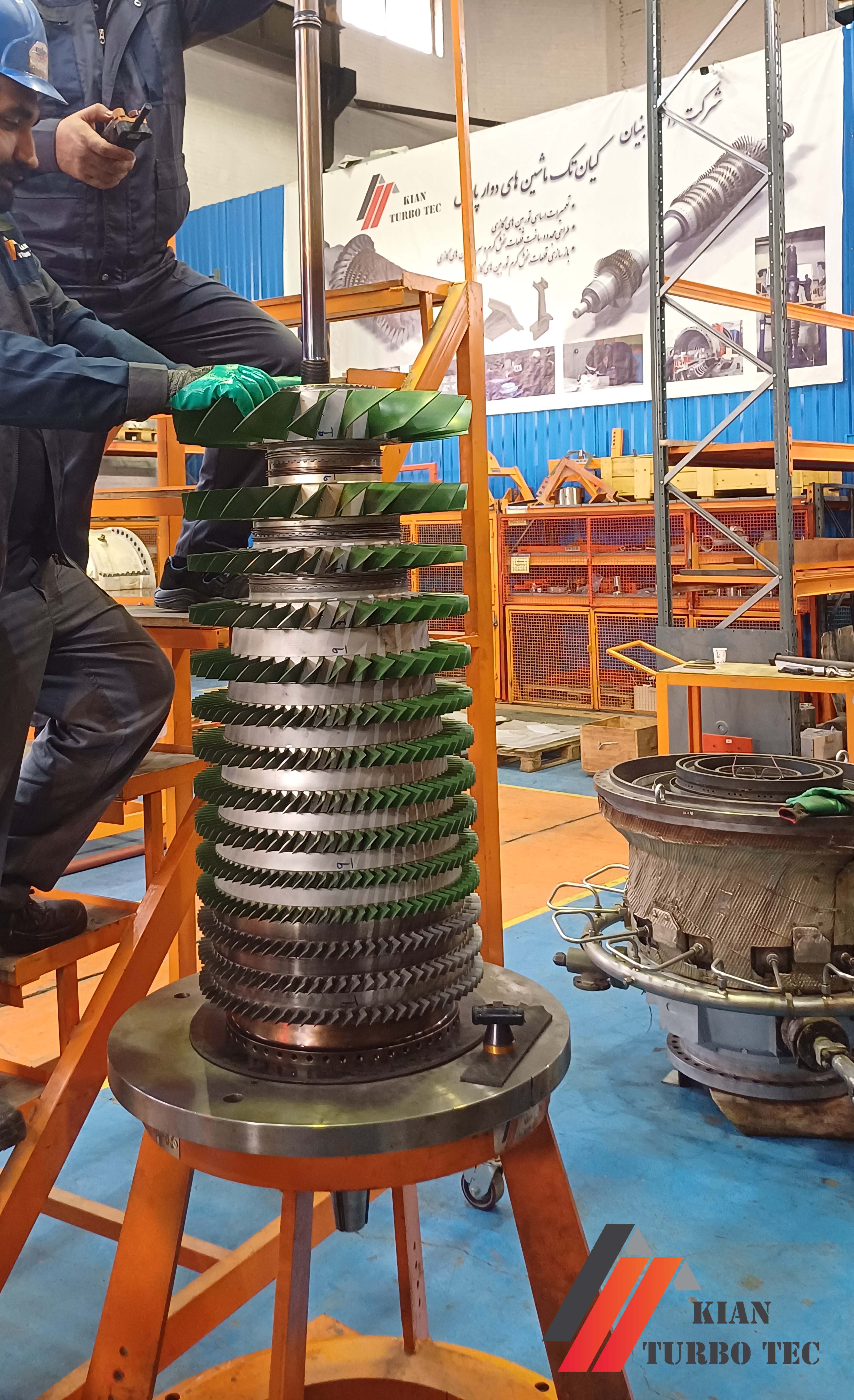 Figure 2 Assembly of Blades and Discs on Taurus 70 Gas Turbine, in Kian Turbo Tec Workshop